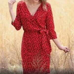 Mud Pie 3/4 Sleeve V-Neck Faux Wrap Dress